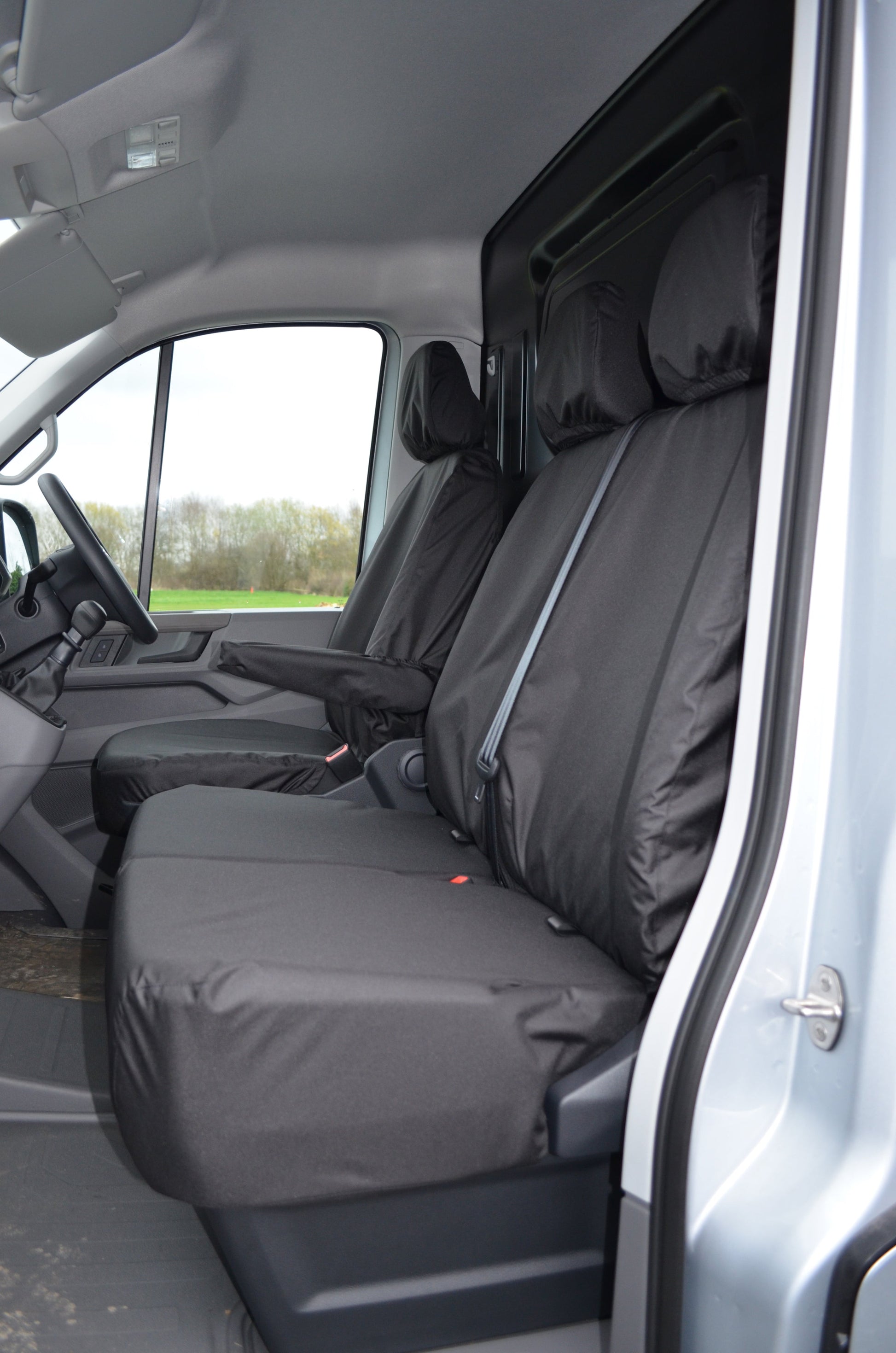 VW Crafter 2017+ Van Tailored &amp; Waterproof Seat Covers Black / Fronts Seat Covers 4 Vans Ltd